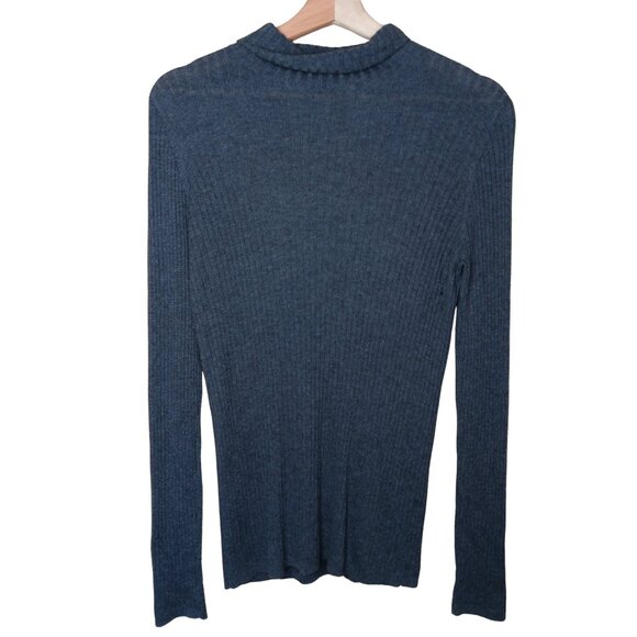 Vince Ribbed Turtleneck Sweater Charcoal Gray Long Sleeve Slim Fit Minimalist L - Picture 1 of 3